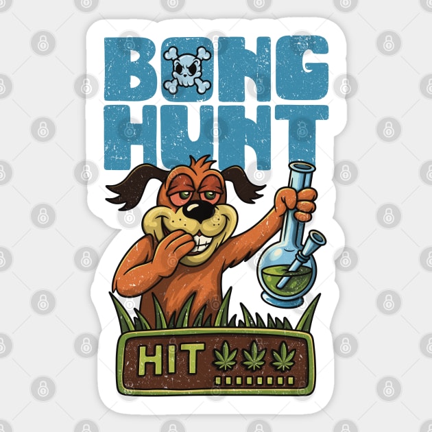 Bong Hunt – One Hit KO Sticker by Wrongteeshirt